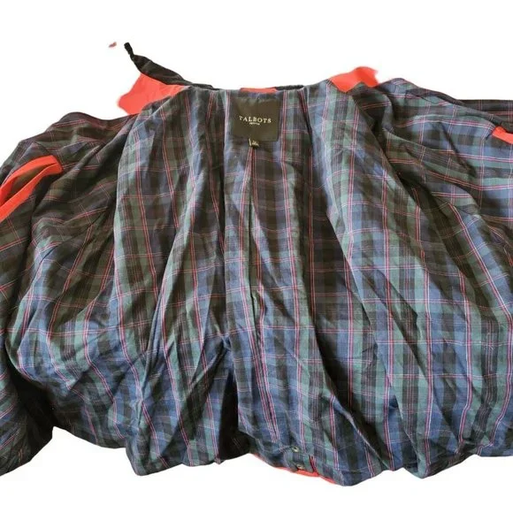 Talbots Red Barn Chore Cape Jacket Black Corduroy Collar‎ Petite Large Plaid - Picture 9 of 12